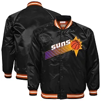 Veste à boutons-pression intégrale en satin noir Phoenix Suns Hardwood Classics pour jeunes Mitchell & Ness