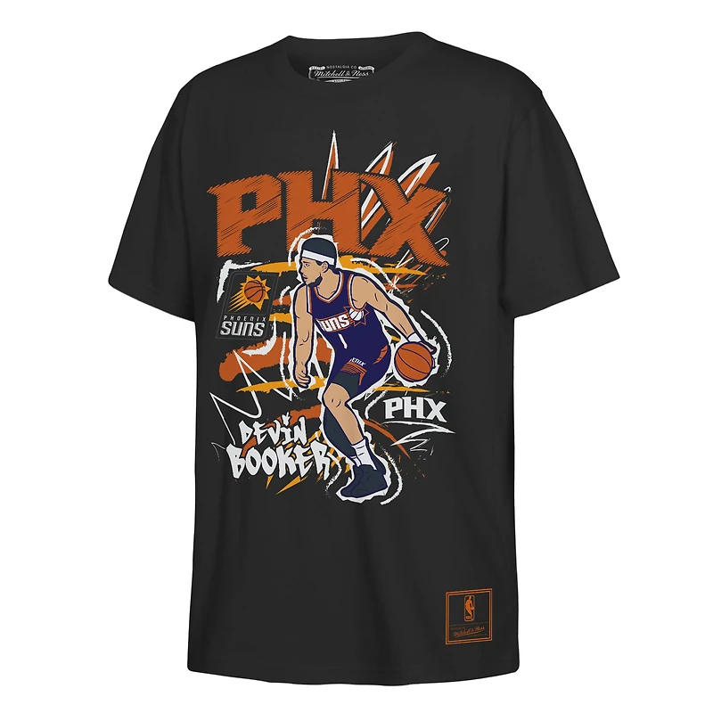 T-shirt Mitchell & Ness Devin Booker noir Phoenix Suns Chalked Up pour enfant
