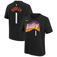 T-shirt Nike Devin Booker noir Phoenix Suns 2025/26 City Edition pour jeunes, nom et numéro