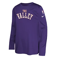 Youth Nike  Purple Phoenix Suns 2024/25 City Edition Pregame Performance Long Sleeve Shooting T-Shirt