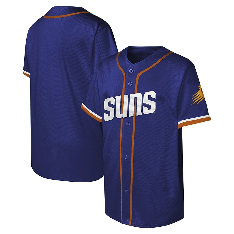 Youth Purple Phoenix Suns Stitch Full-Button Baseball  Jersey