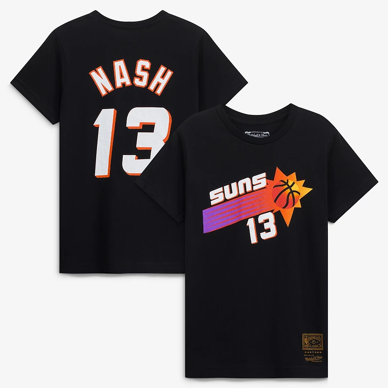 T-shirt avec nom et numéro Steve Nash Phoenix Suns Hardwood Classics noir pour jeune