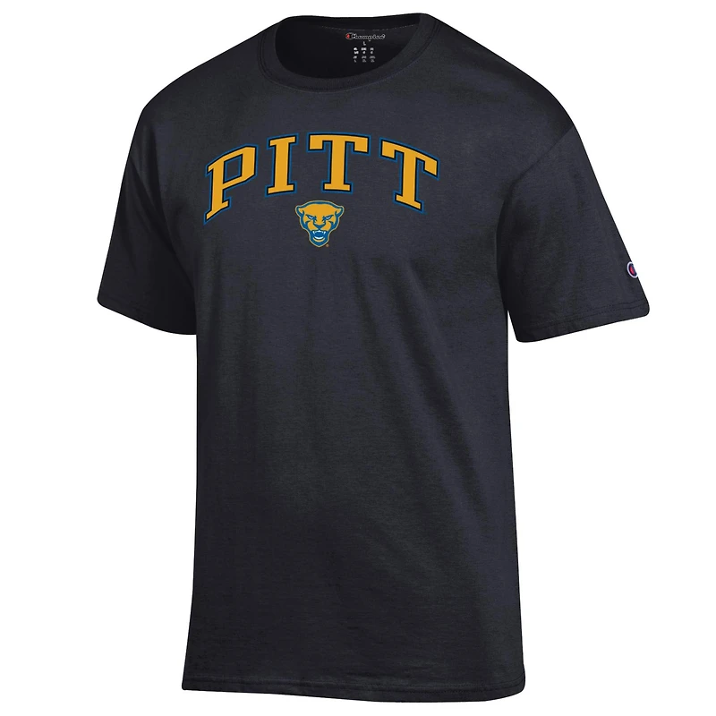 T-shirt Champion Black Pitt Panthers avec logo arqué pour homme