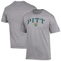 T-shirt Champion gris chiné Pitt Panthers avec logo arqué pour homme