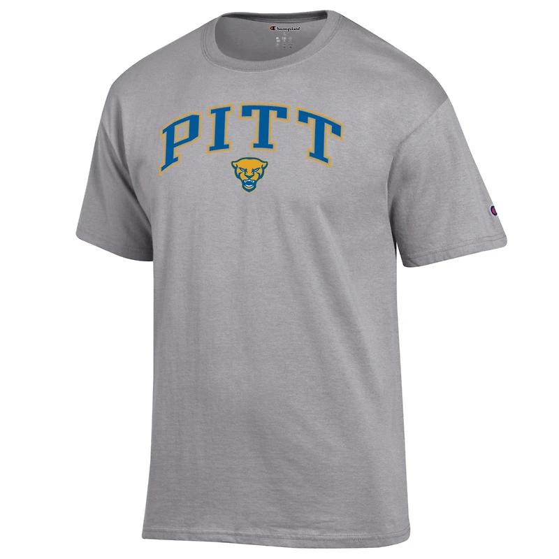 T-shirt Champion gris chiné Pitt Panthers avec logo arqué pour homme