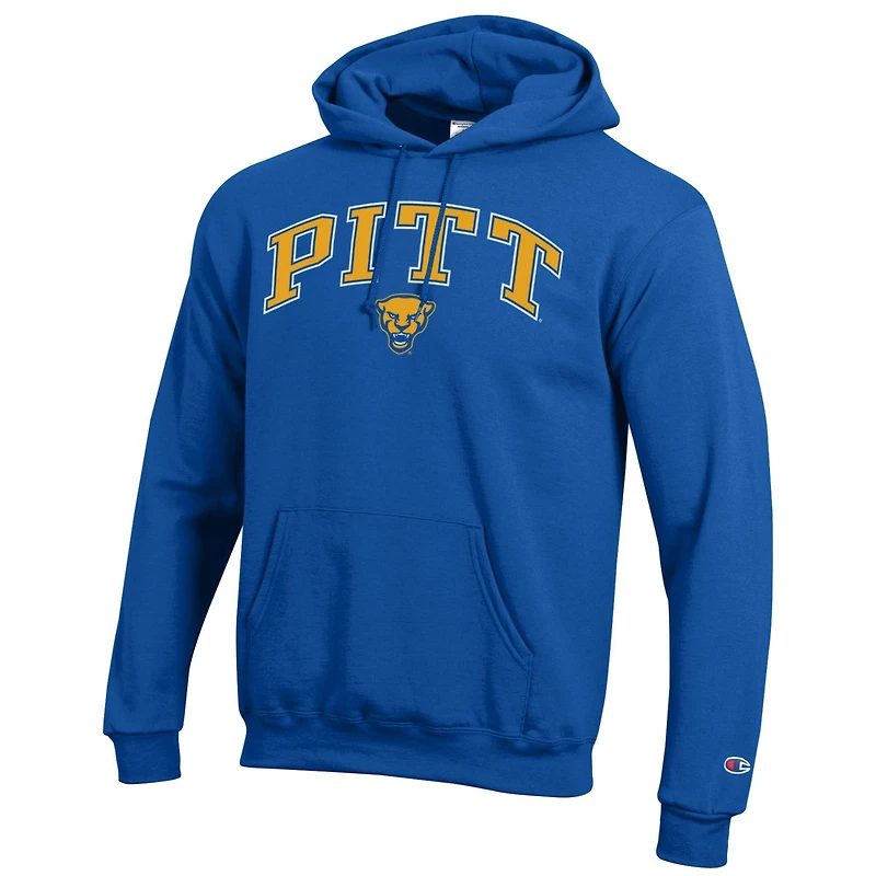 Men's Champion  Royal Pitt Panthers Arched Logo Fleece Pullover Hoodie