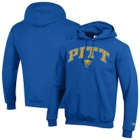 Men's Champion  Royal Pitt Panthers Arched Logo Fleece Pullover Hoodie