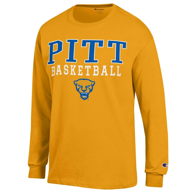 T-shirt à manches longues Champion Gold Pitt Panthers Basketball Stack pour homme