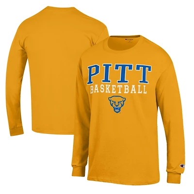 T-shirt à manches longues Champion Gold Pitt Panthers Basketball Stack pour homme