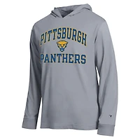 Men's Champion  Heather Gray Pitt Panthers High Motor All-Star Long Sleeve Hooded T-Shirt