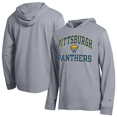 Men's Champion  Heather Gray Pitt Panthers High Motor All-Star Long Sleeve Hooded T-Shirt