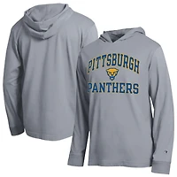 Men's Champion  Heather Gray Pitt Panthers High Motor All-Star Long Sleeve Hooded T-Shirt