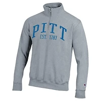 Men's Champion  Heather Gray Pitt Panthers Powerblend Quarter-Zip Pullover