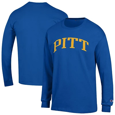 Men's Champion  Royal Pitt Panthers Basic Arch Long Sleeve T-Shirt