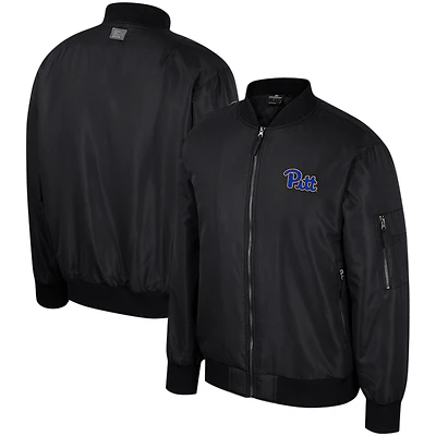 Men's Colosseum  Black Pitt Panthers Full-Zip Bomber Jacket