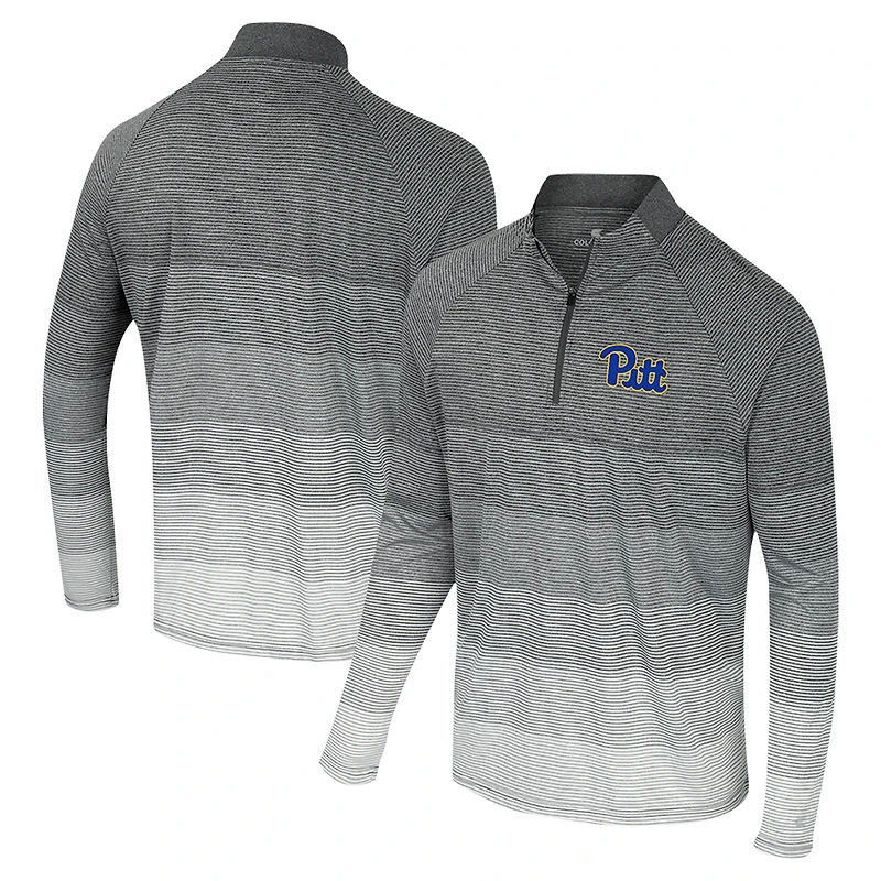 Men's Colosseum  Gray Pitt Panthers AI Striped Mesh Quarter-Zip Raglan Windshirt