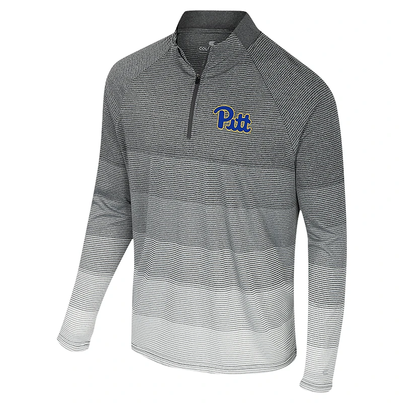 Men's Colosseum  Gray Pitt Panthers AI Striped Mesh Quarter-Zip Raglan Windshirt
