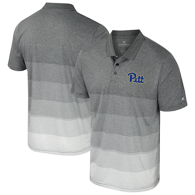 Men's Colosseum Gray Pitt Panthers Striped Mesh Polo