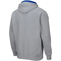 Men's Colosseum Heathered Gray Pitt Panthers Arch & Logo 3.0 Full-Zip Hoodie