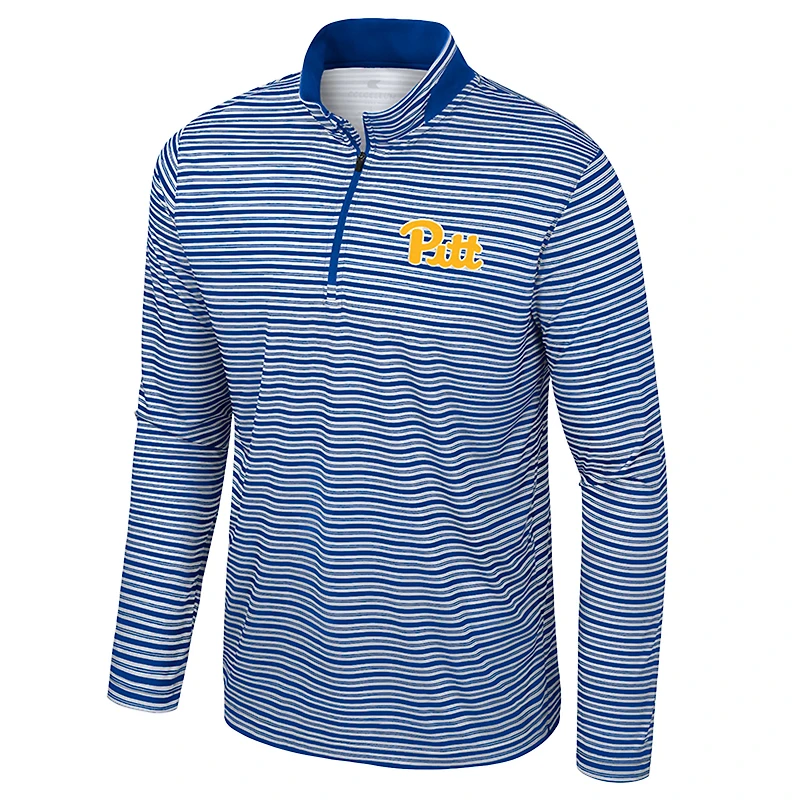 Men's Colosseum Royal Pitt Panthers Striped Quarter-Zip Top