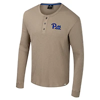 Men's Colosseum  Tan Pitt Panthers Great Outdoors Henley Long Sleeve Shirt