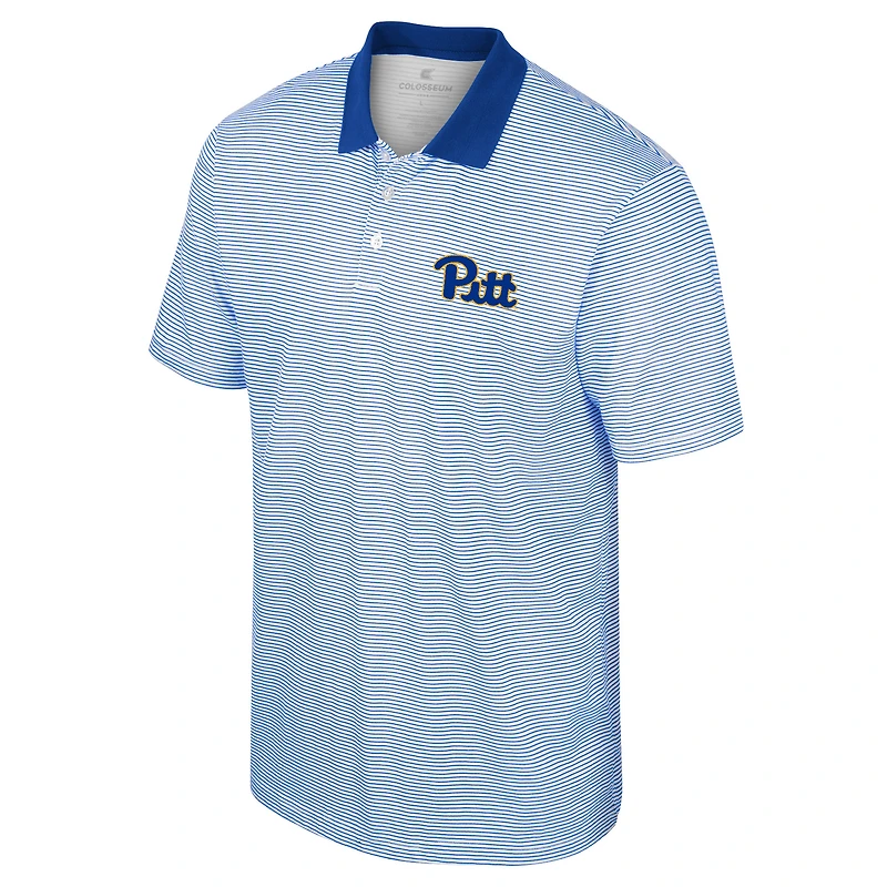 Men's Colosseum White/Royal Pitt Panthers Print Stripe Polo