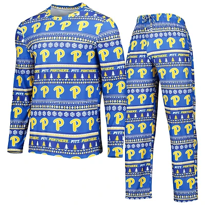 Men's Concepts Sport Royal Pitt Panthers Swivel Long Sleeve Top & Pants Sleep Set