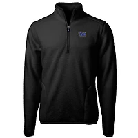 Men's Cutter & Buck Black Pitt Panthers Big Tall Cascade Eco Sherpa Fleece Quarter-Zip Jacket