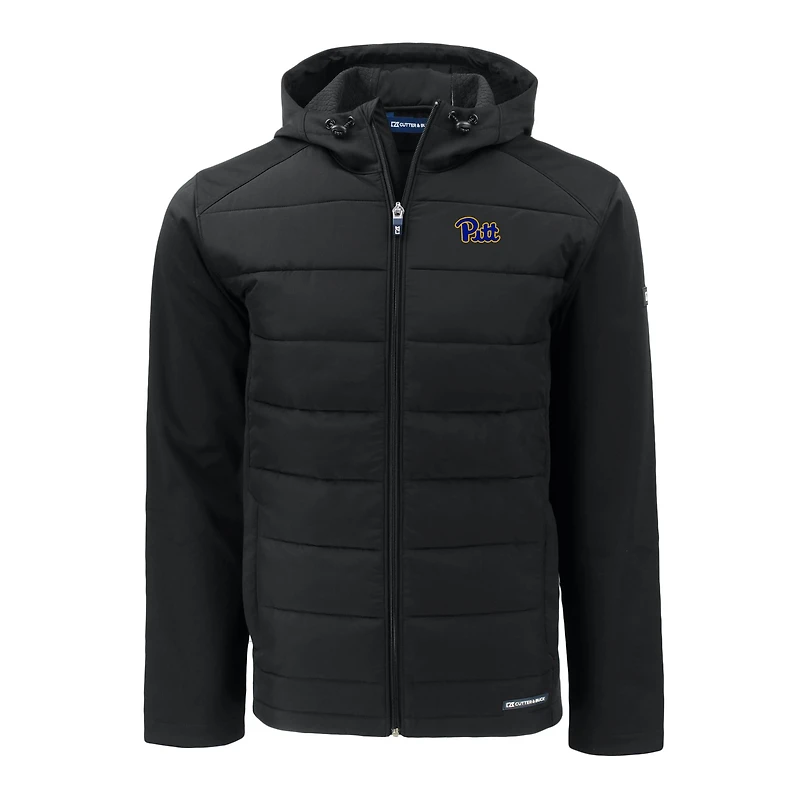 Veste à capuche zippée intégrale Cutter & Buck noire Pitt Panthers Evoke pour homme