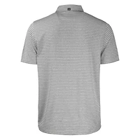 Polo extensible recyclé à rayures écologiques et chinées pour homme, gris chiné, Cutter & Buck, Pitt Panthers Forge