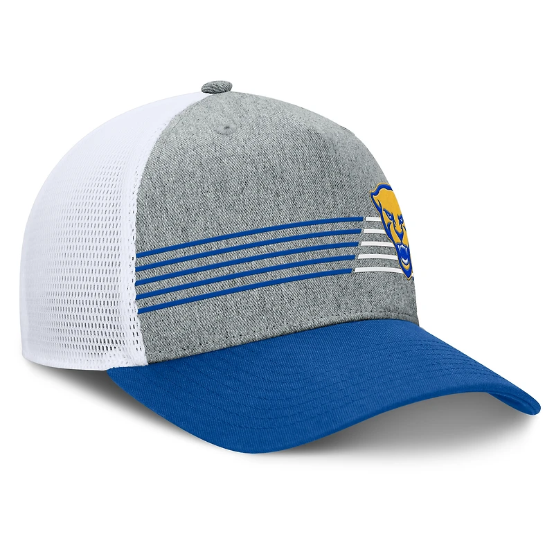 Casquette ajustable Fanatics pour hommes, gris chiné/bleu royal Pitt Panthers Profile Trucker