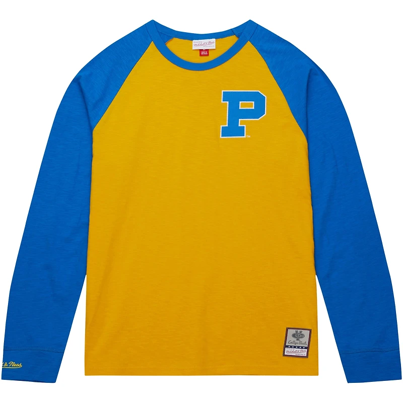 T-shirt à manches longues raglan légendaire flammé Mitchell & Ness Gold Pitt Panthers pour hommes