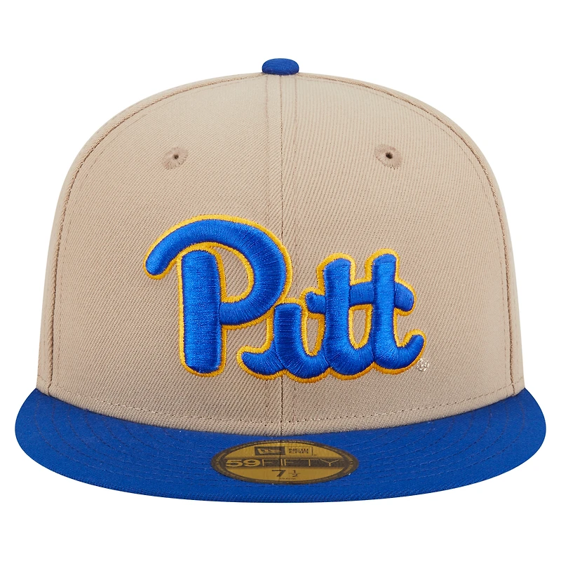 Casquette ajustée bicolore 59FIFTY kaki des Pitt Panthers de New Era pour homme