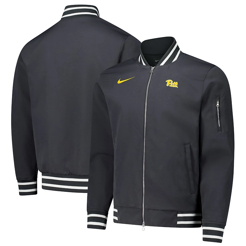 Veste aviateur entièrement zippée Nike anthracite Pitt Panthers pour homme