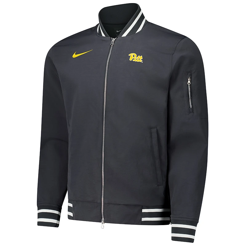 Veste aviateur entièrement zippée Nike anthracite Pitt Panthers pour homme