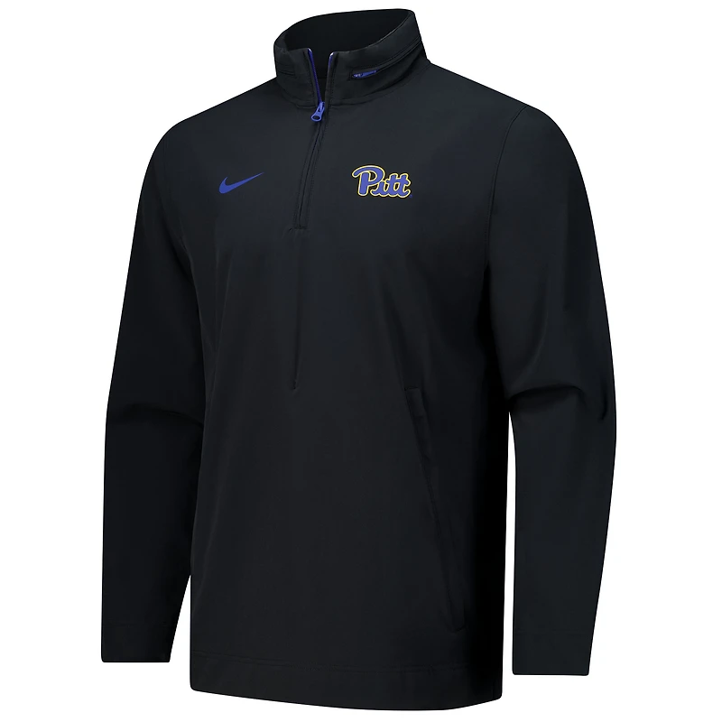 Men's Nike Black Pitt Panthers 2024 Sideline Coach Quarter-Zip Hoodie Jacket