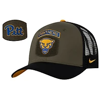 Men's Nike Olive/Black Pitt Panthers Military Appreciation Trucker Adjustable Hat
