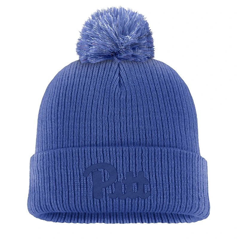 Bonnet en tricot à revers Nike Royal Pitt Panthers pour homme avec pompon