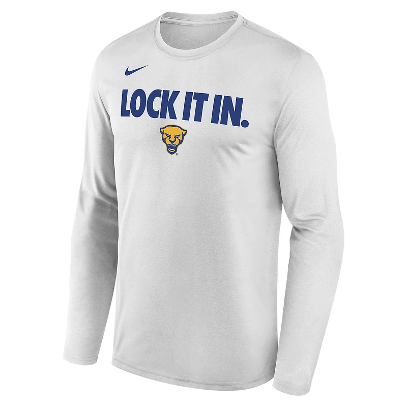 Men's Nike White Pitt Panthers 2026 On-Court Bench Long Sleeve T-Shirt