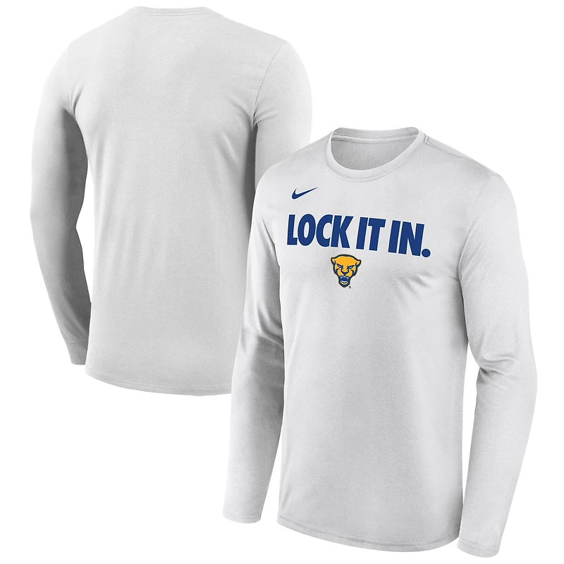 Men's Nike White Pitt Panthers 2026 On-Court Bench Long Sleeve T-Shirt