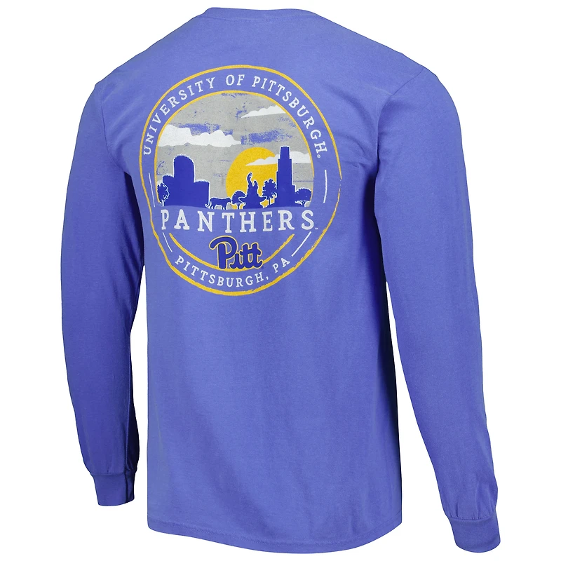 T-shirt à manches longues pour homme Royal Pitt Panthers Circle Campus Scene