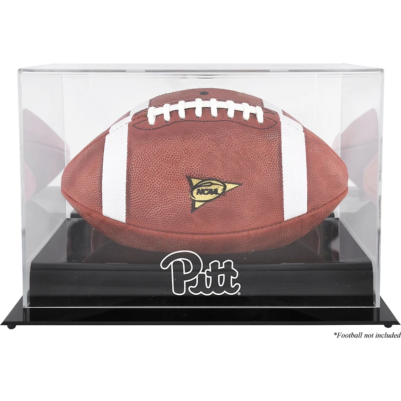 Pitt Panthers Black Base Team Logo Football Display Case with Mirror Back