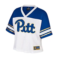 Women's Colosseum  White Pitt Panthers Treasure Cropped Football Jersey