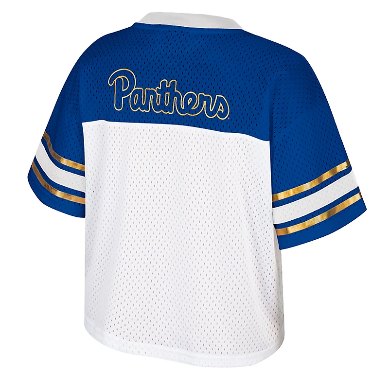 Women's Colosseum  White Pitt Panthers Treasure Cropped Football Jersey