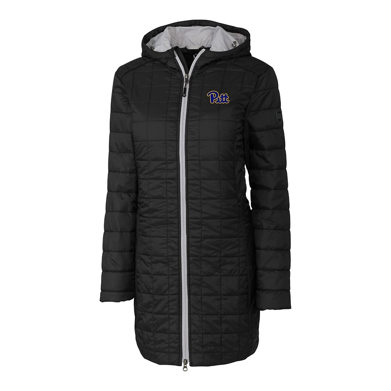 Women's Cutter & Buck Black Pitt Panthers Rainier Primaloft Eco Hooded Long Coat