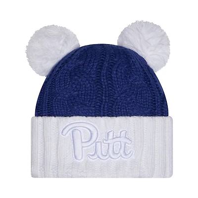Women's New Era  Royal Pitt Panthers Tonal Cuffed Knit Hat with Double Poms