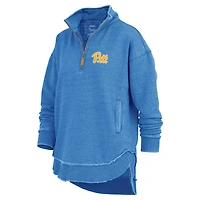 Sweat-shirt zippé quart de zip pour femme Pressbox Royal Pitt Panthers Northfork Sojourn Poncho