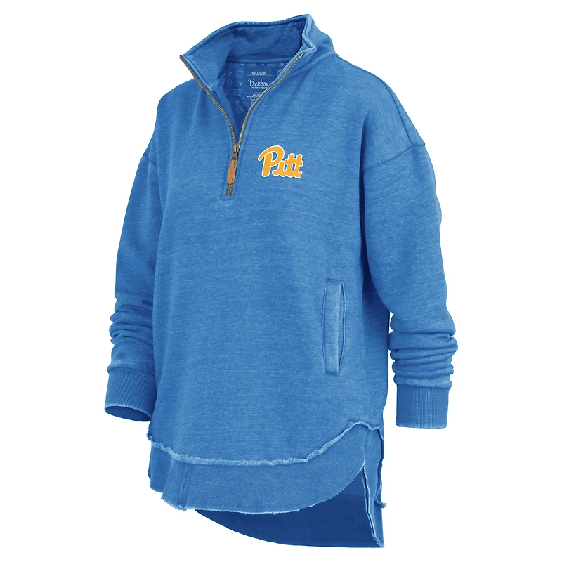 Sweat-shirt zippé quart de zip pour femme Pressbox Royal Pitt Panthers Northfork Sojourn Poncho