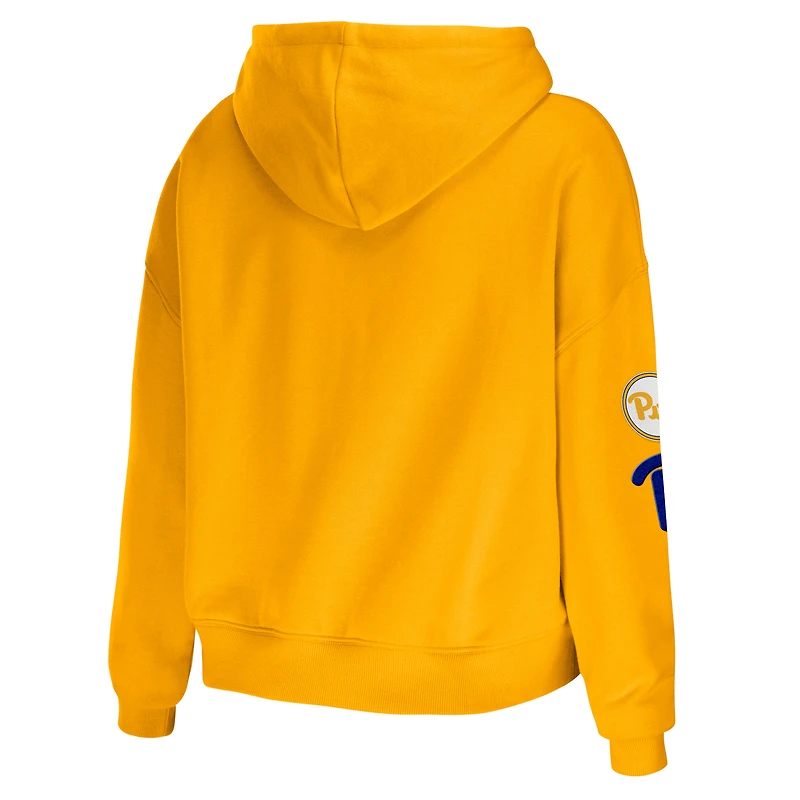 WEAR by Erin Andrews Gold Pitt Panthers Sweat à capuche court en technique mixte pour femme