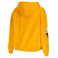WEAR by Erin Andrews Gold Pitt Panthers Sweat à capuche court en technique mixte pour femme